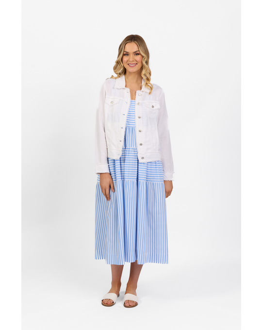 VASSALLI LINEN JACKET WITH FRAYED SEAMS