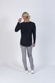 VASSALLI MERINO ROUND NECK TOP WITH DOME CUFF DETAIL