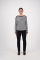 VASSALLI ENVELOPE NECK STRIPED LONG SLEEVE TOP