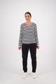 VASSALLI V NECK LONG SLEEVE STRIPED TOP