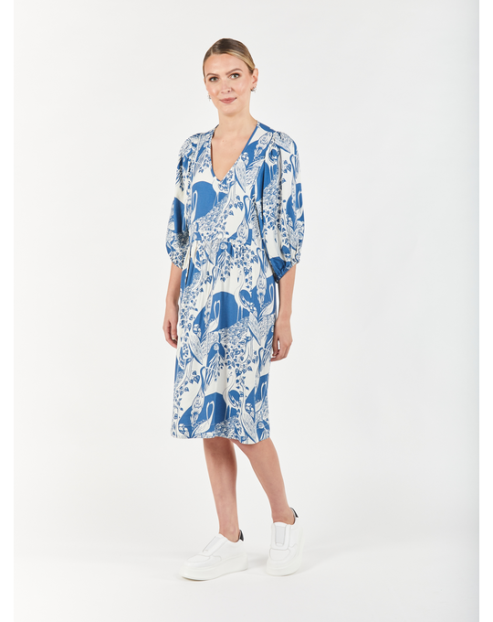 OBI FLOCK SHIFT DRESS