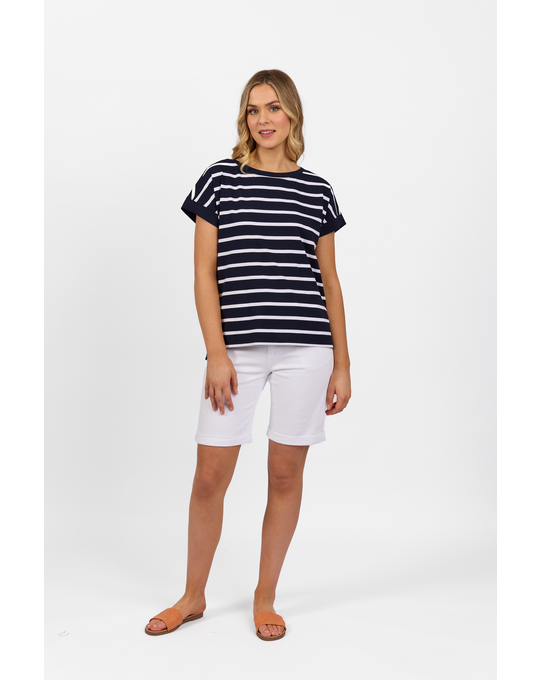 VASSALLI DROP SLEEVE TOP WITH STEPPED HEM