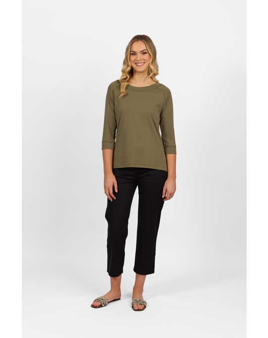 VASSALLI BOAT NECK 3/4 SLEEVE TOP