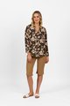 VASSALLI PRINTED LONG SLEEVE CHINESE COLLAR SHIRT WITH SIDE SPLITS