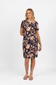 VASSALLI PRINTED LIGHT WEIGHT FITTED DRESS WITH SHORT SLEEVES