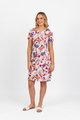 VASSALLI PRINTED LIGHT WEIGHT FITTED DRESS WITH SHORT SLEEVES