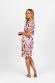 VASSALLI PRINTED LIGHT WEIGHT FITTED DRESS WITH SHORT SLEEVES