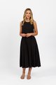 VASSALLI PLAIN LONG SLEEVELESS DRESS WITH ROUND NECK