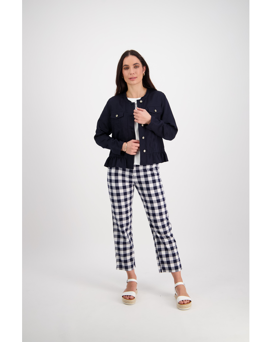 VASSALLI BUTTON UP JACKET WITH FRILL HEM