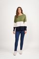 VASSALLI ROUND NECK TRI STRIPE DROPPED SHOULDER KNIT JUMPER