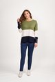 VASSALLI ROUND NECK TRI STRIPE DROPPED SHOULDER KNIT JUMPER