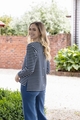 VASSALLI ROUND NECK LONG SLEEVE BUTTON BACK TOP WITH HEART EMB