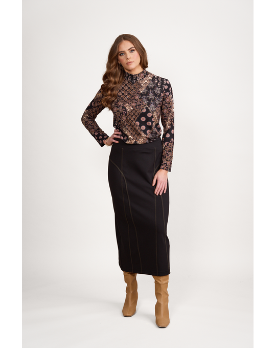 VASSALLI SKIRT WITH KHAKI CONTRAST TRIM