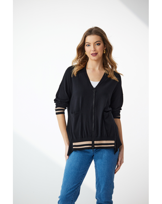 NEWPORT LEAGUE ZIP FRONT CARDI