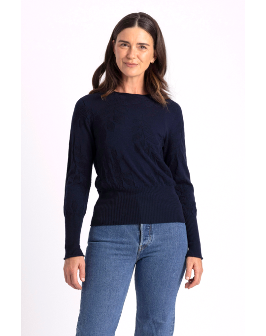 ROYAL MERINO FLORA STITCH BLOUSE