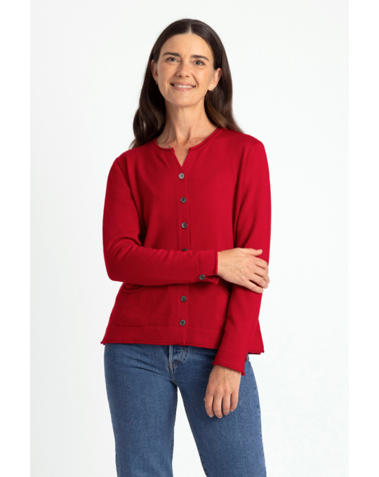 ROYAL MERINO SHELL BUTTON POCKET CARDIGAN