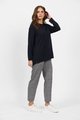 VASSALLI  MERINO LONG SLEEVE TOP WITH BACK BUTTON DETAIL