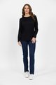 VASSALLI  MERINO LONG SLEEVE TOP WITH BACK BUTTON DETAIL