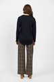 VASSALLI  MERINO V NECK TOP WITH BUTTON CUFF DETAIL