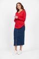 VASSALLI  MERINO V NECK TOP WITH BUTTON CUFF DETAIL