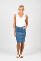 VASSALLI PLAIN DENIM SKIRT WITH BACK VENT