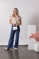 VASSALLI PRINTED DROP SHOULDER TOP WITH SHIRRING DETAIL