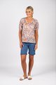 VASSALLI PRINTED V NECK TOP WITH FLOATY SLEEVE