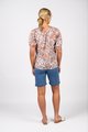 VASSALLI PRINTED V NECK TOP WITH FLOATY SLEEVE
