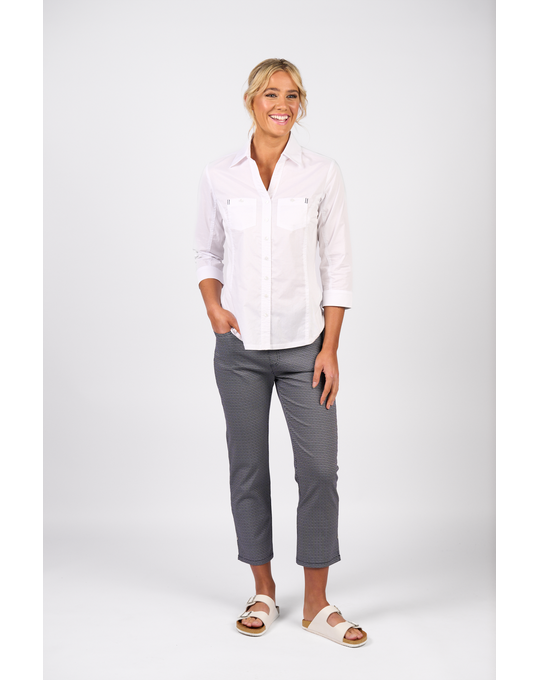VASSALLI PLAIN BUTTON UP SHIRT WITH RIB PANELS