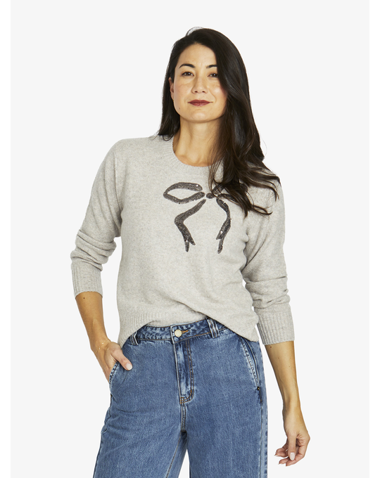 JUMP SEQUIN BOW PULLOVER