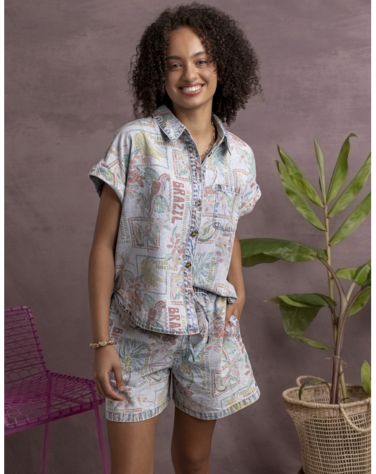 ELM JADE PRINTED DENIM SHIRT