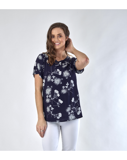 VASSALLI SHORT SLEEVE ROUND NECK TOP - Tops : Status Clothing ...