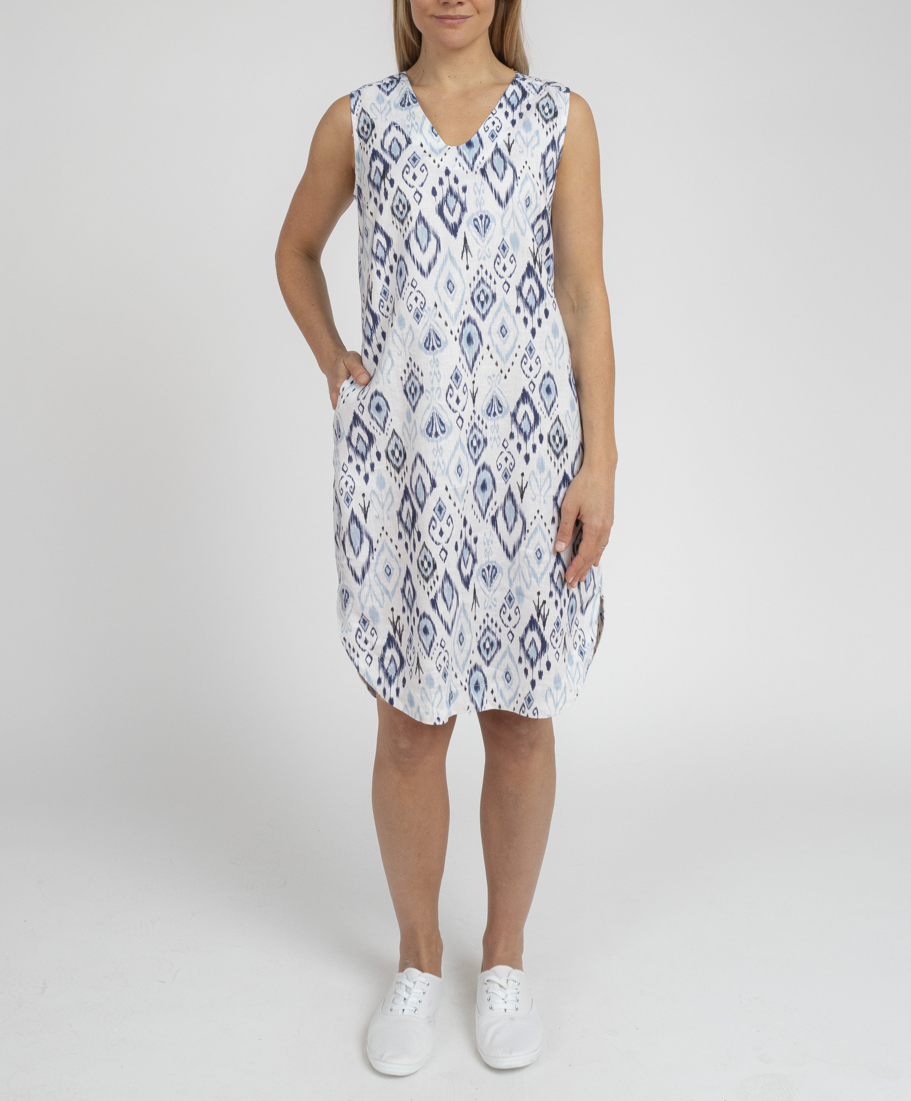 linen floor length dress Kerra Smocked Linen Maxi Dress main image 0