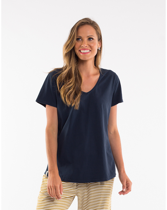 ELM RIB FUNDAMENTAL V NECK TEE