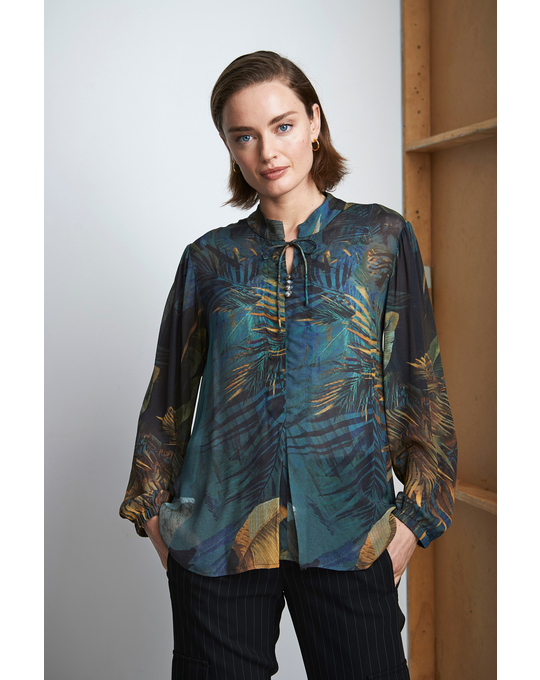 LANIA PALM SHEER TOP - Tops : Status Clothing - LANIA W 22