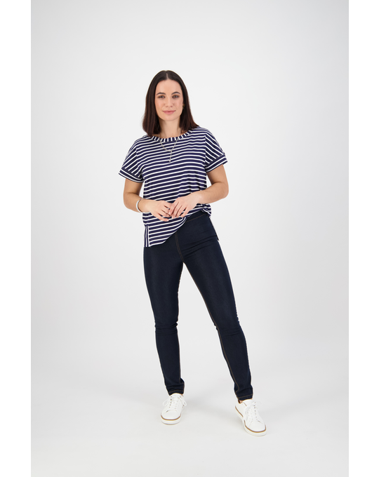 VASSALLI FULL LENGTH SKINNY PULL ON JEAN WITH CONTRAST STITCH