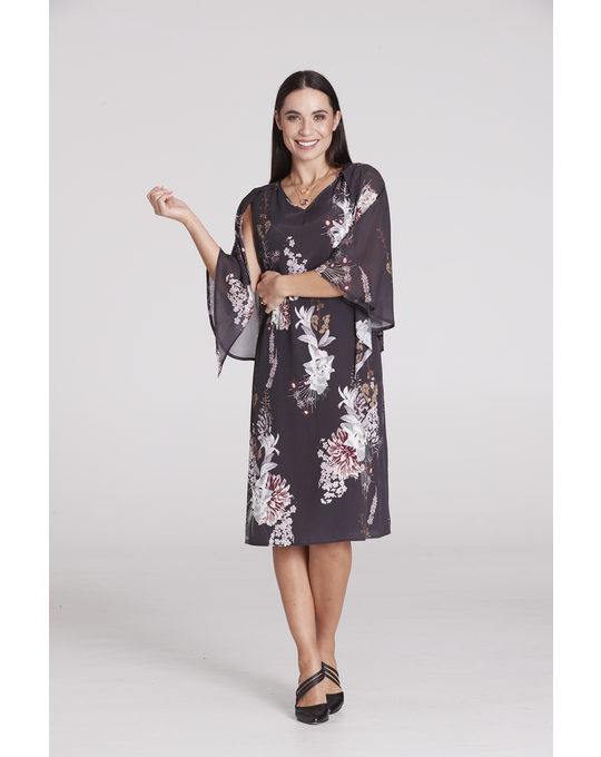 OBI BABYLON CREPE CAPE DRESS