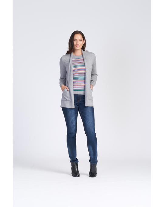 ROYAL MERINO L/S OPEN FRONT LONGLINE CARDI