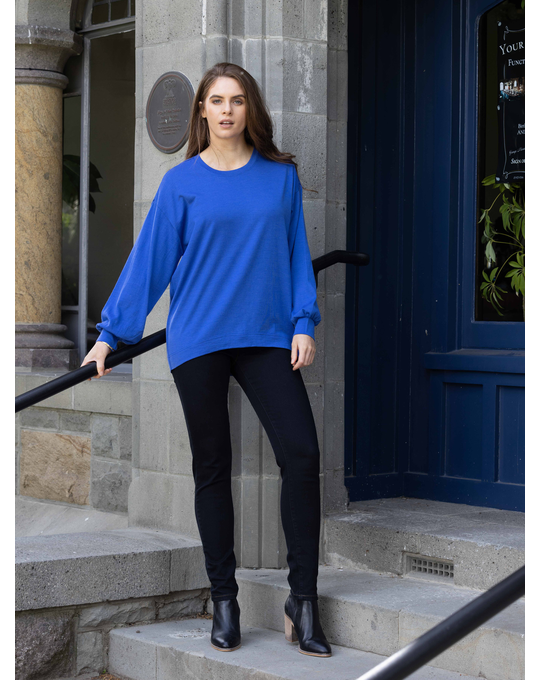 VASSALLI MERINO ROUND NECK DROP SHOULDER TOP