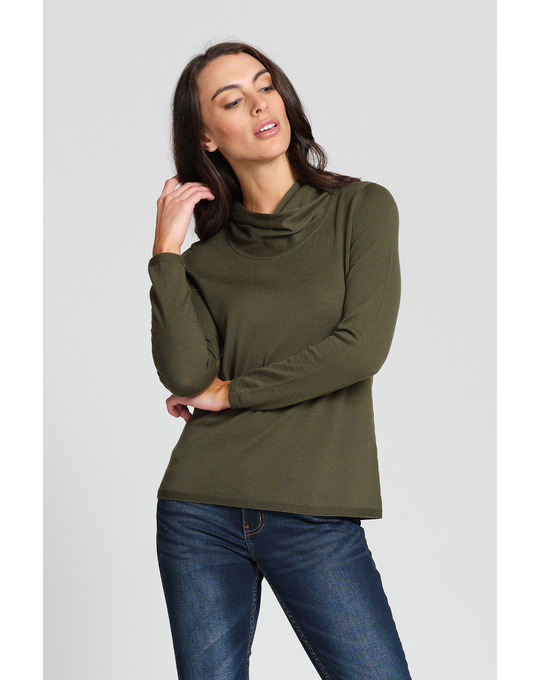 OPTIMUM LONG SLEEVE WRAP NECK SWEATER