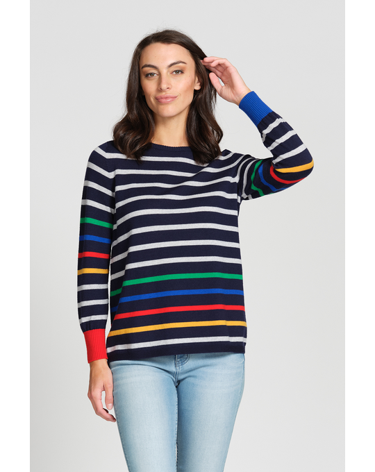 OPTIMUM MULTI STRIPE JUMPER - Knitwear : Status Clothing - OPTIMUM W 23