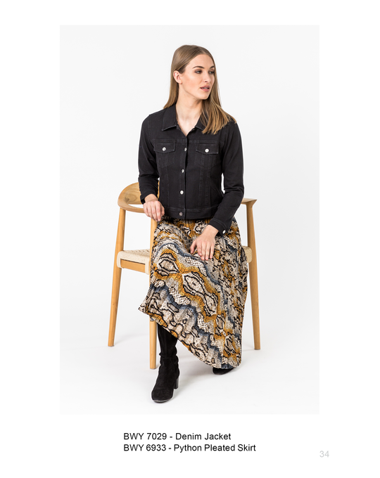 BLACKSTONE PYTHON PLEATED SKIRT