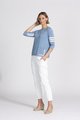 OPTIMUM BOAT NECK TOP WITH STRIPED HIGHLIGHTS