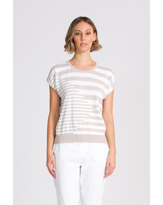 OPTIMUM RANDOM STRIPE CAP SLEEVE TOP