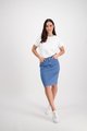 VASSALLI CONTRAST STITCH DENIM SKIRT